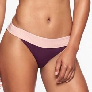 NWT Athleta Mod Block Mid Rise Bikini Bottoms UPF 50 Purple Pink Size Medium